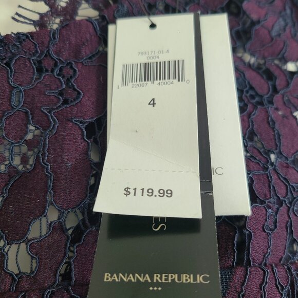 Nwt Banana Republic ladies sz 4 purple lace Sheath dress - Picture 4 of 6